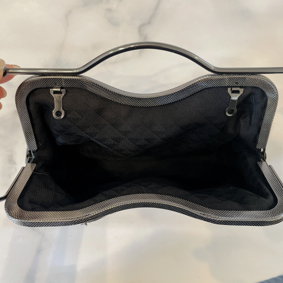 1点限定♡4種類パッチワーク大迫力のシック高級西陣帯地で極上ブラック緑ゴールド系上品パーティーバッグフォーマルバッグ　 13枚目の画像