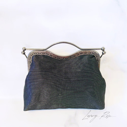 1点限定♡4種類パッチワーク大迫力のシック高級西陣帯地で極上ブラック緑ゴールド系上品パーティーバッグフォーマルバッグ　 2枚目の画像