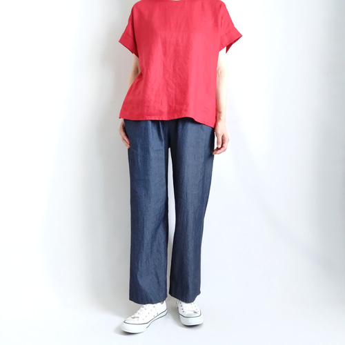 再販 × 61！ 夏デニムのストレートパンツ 真夏も涼しくて軽い 4.5oz