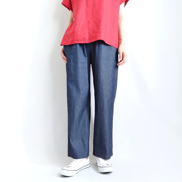再販 × 54！ 夏デニムのストレートパンツ 真夏も涼しくて軽い 4.5oz