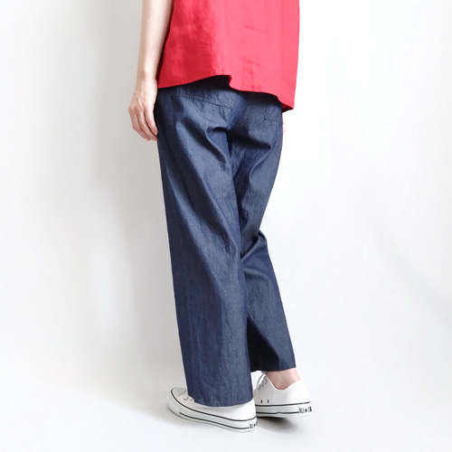 REMIXデニムストレートパンツ USED NAVY 再販 × 61！ 夏デニムのストレートパンツ 真夏も涼しくて軽い 4.5oz