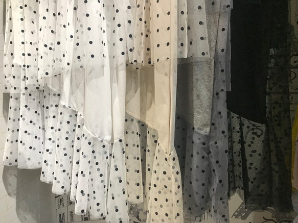 SALE✿︎異素材 Tシャツ ドットチュール ティアードワンピース ロング 丈 マキシ 春夏 インポート　ママ　フリー 8枚目の画像