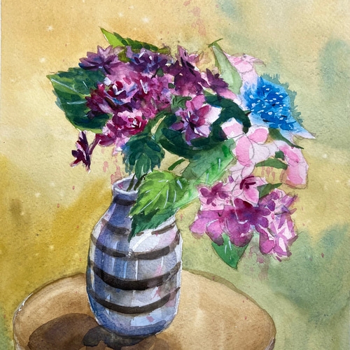 水彩画】原画「 紫陽花」F4:332×242 mm #花 #flower #紫陽花 水彩画】原画「 紫陽花」F4:332×242 mm #花 #flower #紫陽花