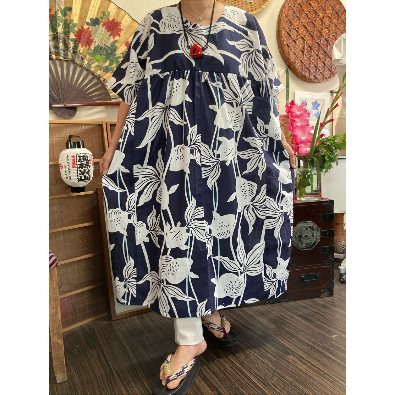 浴衣リメイク☆古典柄 浴衣の オールインワン☆浴衣リメイクワンピース 浴衣リメイク☆古典柄 浴衣の オールインワン☆浴衣リメイク