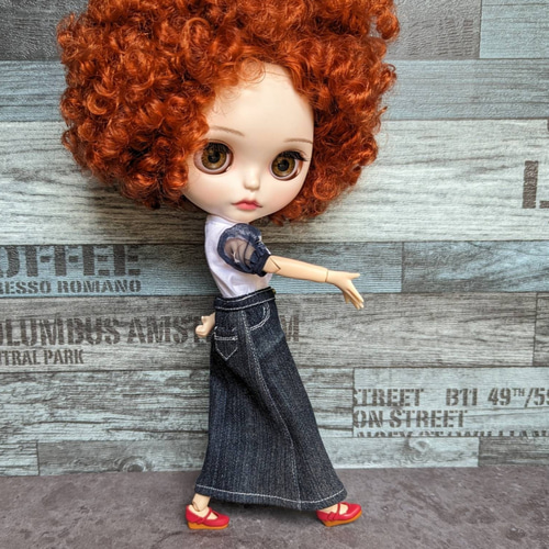 アイシードール本体　ボアウィッグ　アウトフィット　ブルー猫ピエロパテ盛り アイシードール 本体 可動ボディ BJD 1/6ドール カスタムドール
