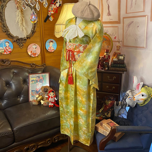 和洋折衷 着物 リメイク ワンピース ドレス 名古屋帯サッシュベルト