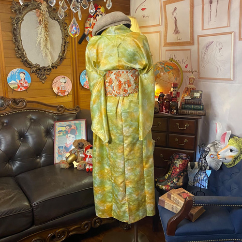 和洋折衷 着物 リメイク ワンピース ドレス 名古屋帯サッシュベルト