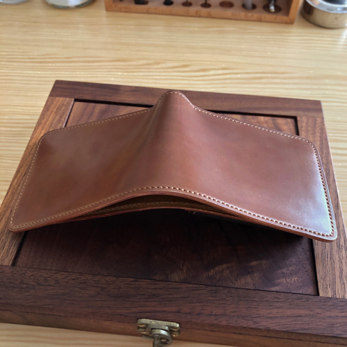 完成品Horweenシェルコードバン二つ折り財布 総手縫 フルコード