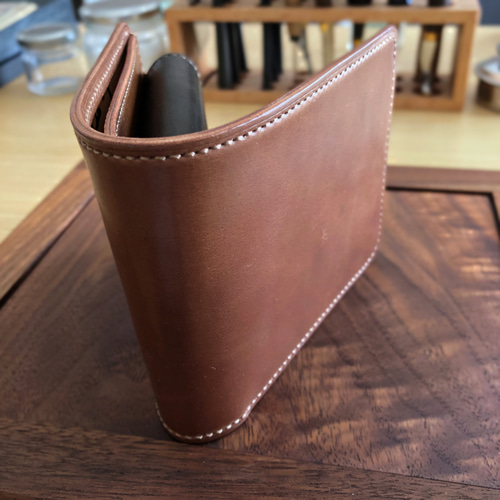 完成品Horweenシェルコードバン二つ折り財布 総手縫 フルコード