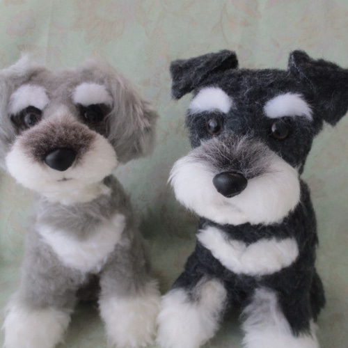 ミニチュアシュナウザー ソルト＆ペッパー グレー ぬいぐるみ ゆめの