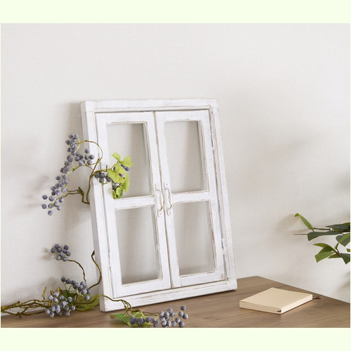 エイジングアンティーク調　ダメージ加工　フェイク窓ウィンドウ　窓枠タイプ　小