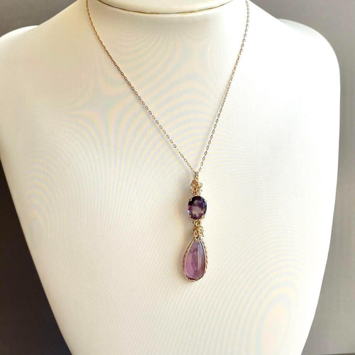 心を癒すカラー＊ フローライト アメジスト ペンダントトップ 14kgf