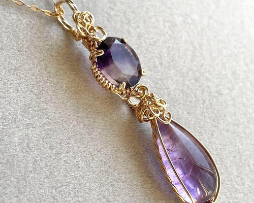 心を癒すカラー＊ フローライト アメジスト ペンダントトップ 14kgf