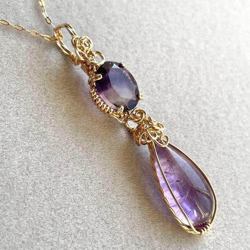 心を癒すカラー＊ フローライト アメジスト ペンダントトップ 14kgf