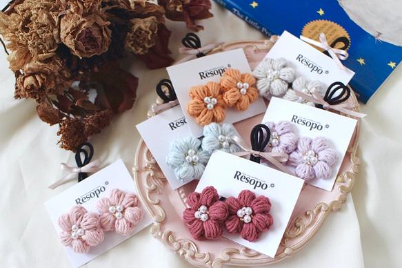 ヘアゴム　ベビーヘアクリップ　イカさん１〜２ 送料込み2本セット/ 上品でぷっくりかわいい♡ キッズ 子供 ベビー