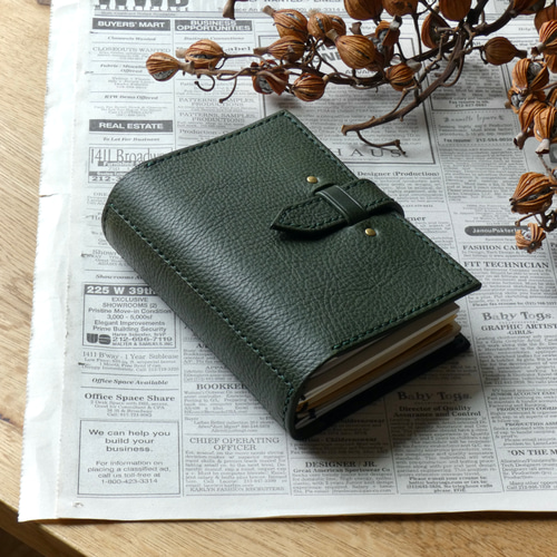 トラベラーズノートカバー／パスポートサイズ／深緑／革 手帳カバー