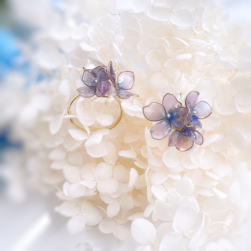 紫陽花 リング フリーサイズ ディップアート アメリカンフラワー