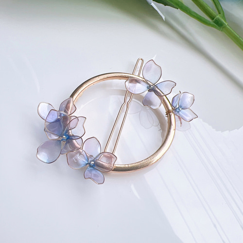 紫陽花 -三分咲- フープピン ヘアクリップ ヘアピン パレッタ 髪飾り