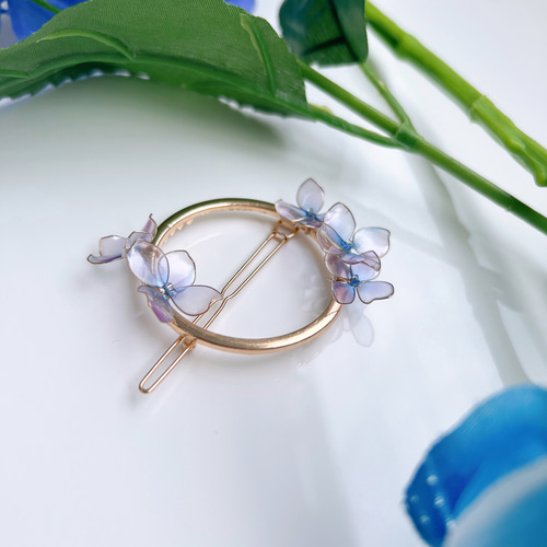 紫陽花 -三分咲- フープピン ヘアクリップ ヘアピン パレッタ 髪