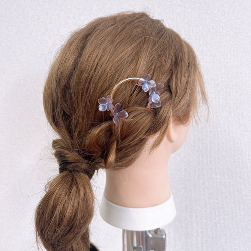 【紫陽花】ベビーヘアクリップ　キッズヘアクリップ　ヘアピン　あじさい　② 紫陽花のベビーヘアアクセサリーセットꕤ 赤ちゃん 髪飾り