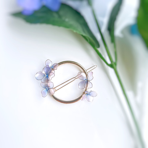 ヘアゴム　ベビーヘアクリップ　紫陽花　ミックスカラー hair-set-430002_4.jpg