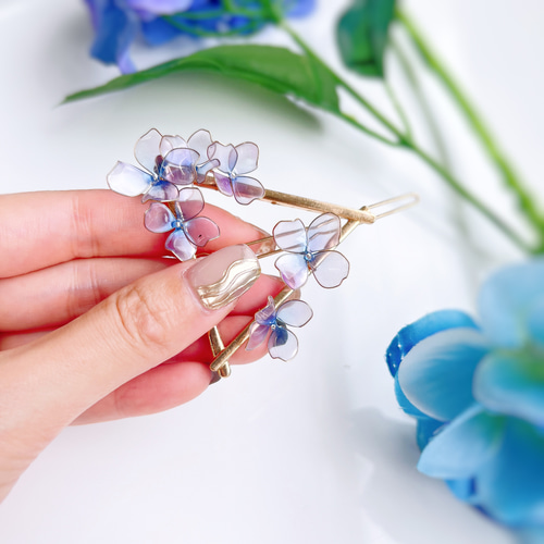 ヘアゴムベビーヘアクリップ紫陽花ミックスカラー