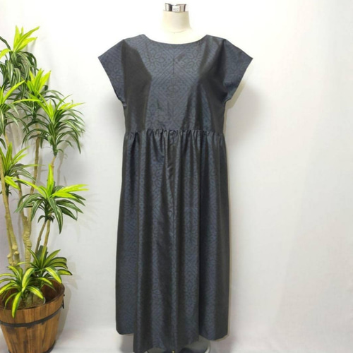 着物リメイクワンピース 花柄 2WAY フレンチスリーブ マキシ丈 大人 
