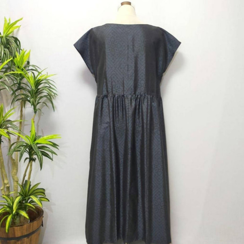 着物リメイクワンピース 花柄 2WAY フレンチスリーブ マキシ丈