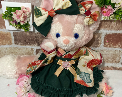 リーナベルＳ　オレンジ花柄　和着物ドレス6点コスチューム　ステラルーも出品中 リーナベルSサイズ☆クリーム花柄 和着物ドレス6点コスチューム