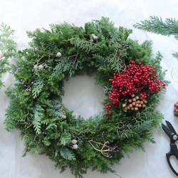 大きなクリスマスリース　55cm フレッシュグリーン　Xmas Christmas 11枚目の画像