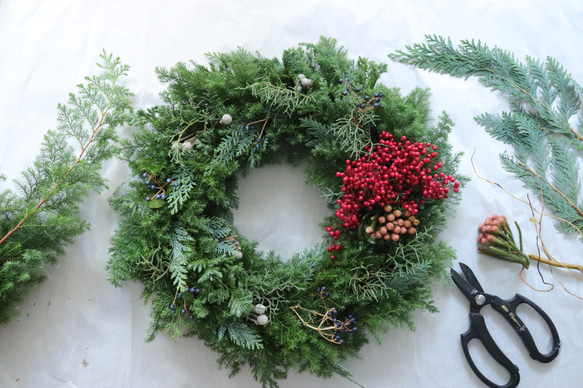 大きなクリスマスリース　55cm フレッシュグリーン　Xmas Christmas 11枚目の画像