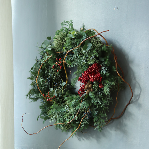 大きなクリスマスリース 55cm フレッシュグリーン Xmas Christmas