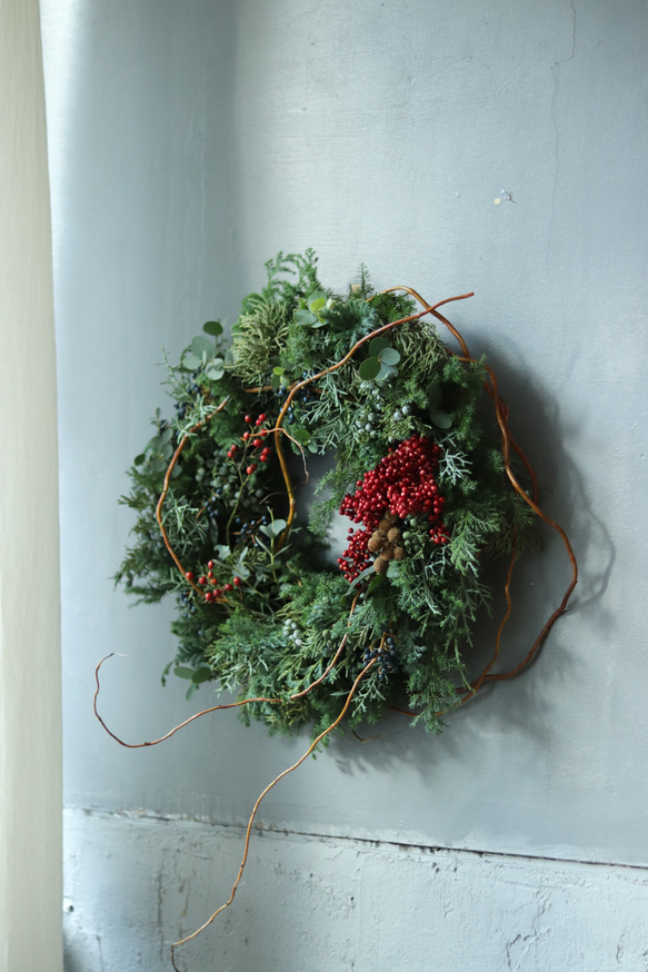 大きなクリスマスリース　55cm フレッシュグリーン　Xmas Christmas 10枚目の画像