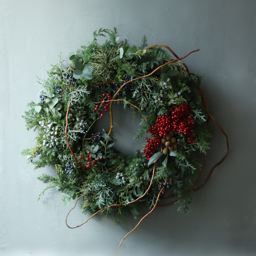 大きなクリスマスリース 55cm フレッシュグリーン Xmas Christmas