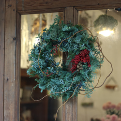 大きなクリスマスリース　55cm フレッシュグリーン　Xmas Christmas 9枚目の画像