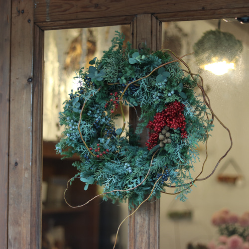 大きなクリスマスリース 55cm フレッシュグリーン Xmas Christmas