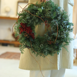 大きなクリスマスリース　55cm フレッシュグリーン　Xmas Christmas 4枚目の画像