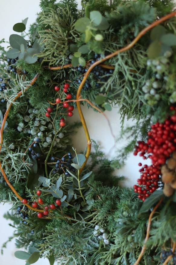 大きなクリスマスリース　55cm フレッシュグリーン　Xmas Christmas 6枚目の画像