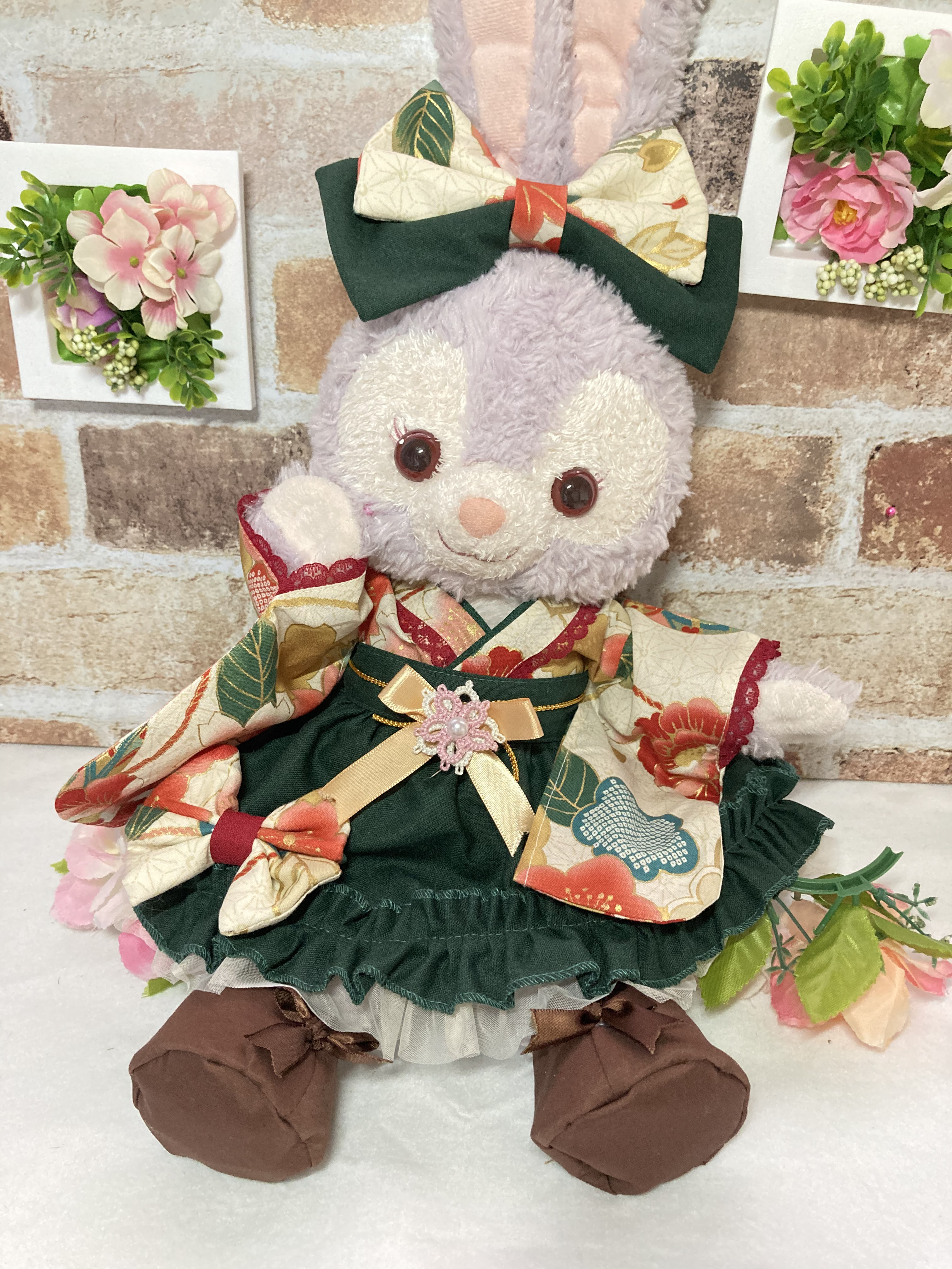 ステラルーＳ　クリーム花柄　和着物ドレス６点コスチューム　リーナベルも出品中 ステラルー Sサイズ☆クリーム花柄 和着物ドレス6点