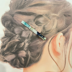 【1点もの】アルコールインクアートのヘアクリップ　【縦76mm×8mm】 2枚目の画像