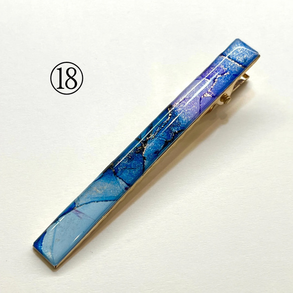 【1点もの】アルコールインクアートのヘアクリップ　【縦76mm×8mm】 20枚目の画像