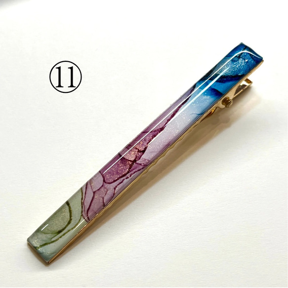 【1点もの】アルコールインクアートのヘアクリップ　【縦76mm×8mm】 13枚目の画像