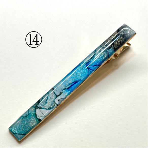 【1点もの】アルコールインクアートのヘアクリップ　【縦76mm×8mm】 16枚目の画像