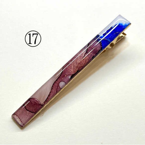 【1点もの】アルコールインクアートのヘアクリップ　【縦76mm×8mm】 19枚目の画像