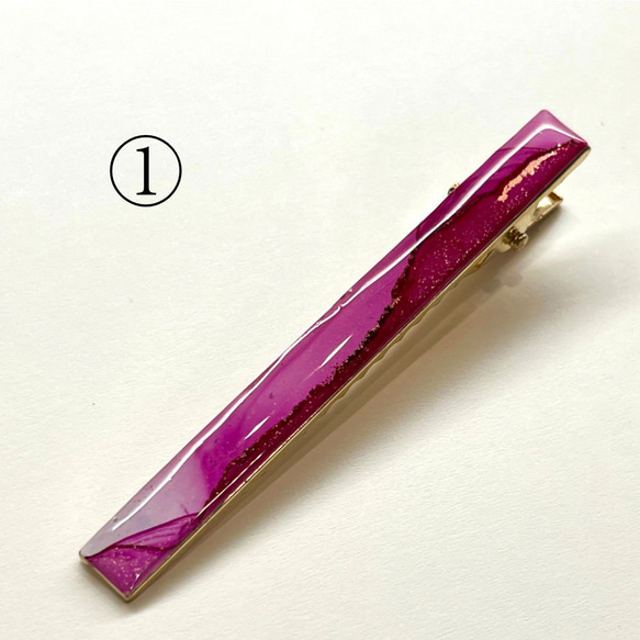 【1点もの】アルコールインクアートのヘアクリップ　【縦76mm×8mm】 3枚目の画像