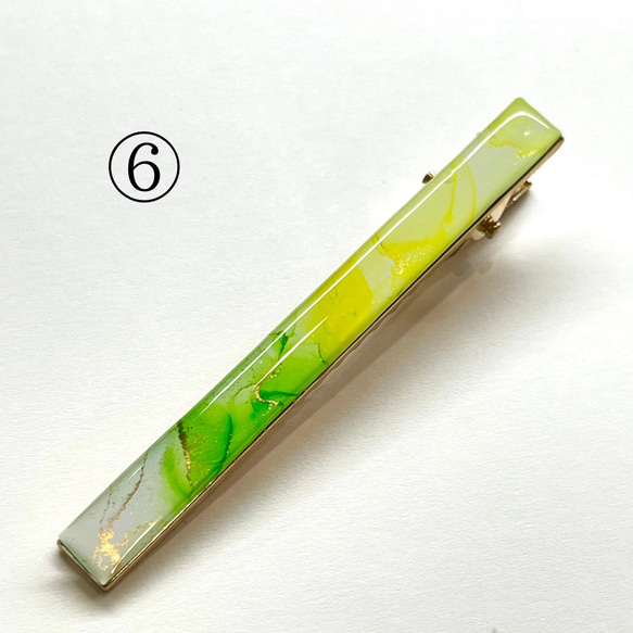 【1点もの】アルコールインクアートのヘアクリップ　【縦76mm×8mm】 8枚目の画像