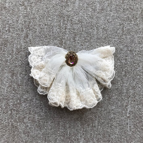 Z0120 レースバレッタ ベージュ白 約8cm バレッタ ひかり 通販