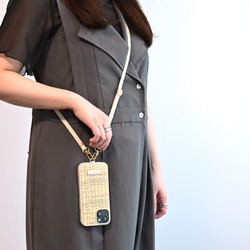 多機種対応 カラー リアケース  【 編み込み風チェック 】 プレート 名入れ スマホケース くすみカラー FF01C 16枚目の画像