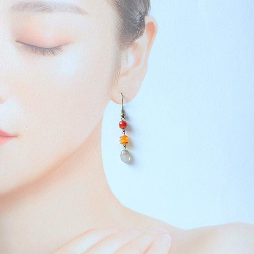 A138【体調不良の改善】こはくの秋色ピアス、ネックレスも対応（パーツ 