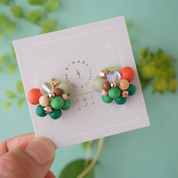 訂做◎綠色×橘色/Kino Nukumori 耳環 第8張的照片